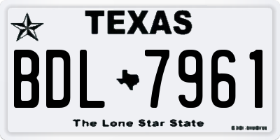 TX license plate BDL7961