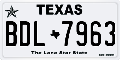 TX license plate BDL7963