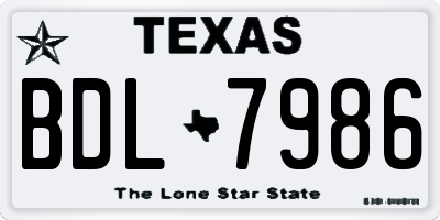 TX license plate BDL7986