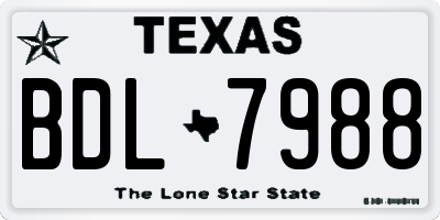 TX license plate BDL7988