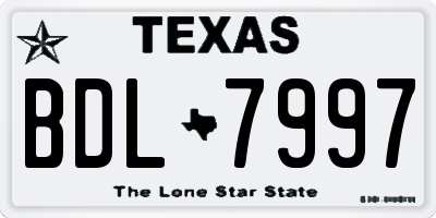 TX license plate BDL7997