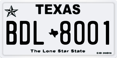 TX license plate BDL8001