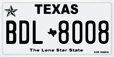 TX license plate BDL8008