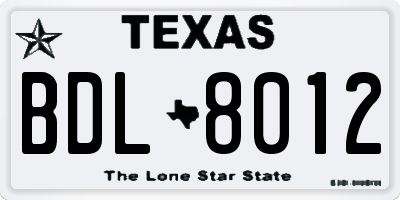TX license plate BDL8012
