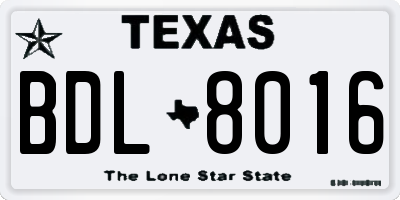 TX license plate BDL8016