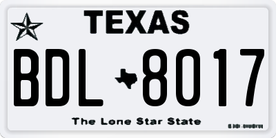 TX license plate BDL8017