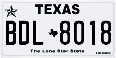 TX license plate BDL8018