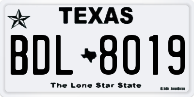 TX license plate BDL8019