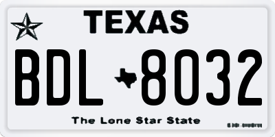 TX license plate BDL8032