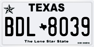TX license plate BDL8039