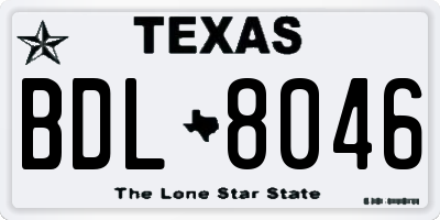TX license plate BDL8046