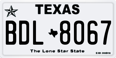 TX license plate BDL8067