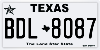 TX license plate BDL8087