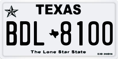 TX license plate BDL8100