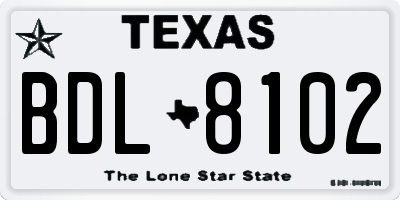 TX license plate BDL8102