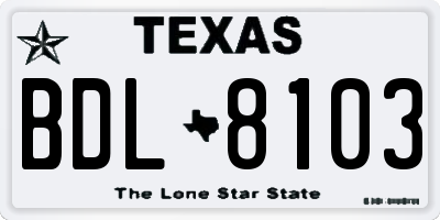 TX license plate BDL8103