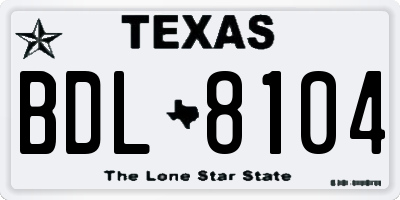 TX license plate BDL8104