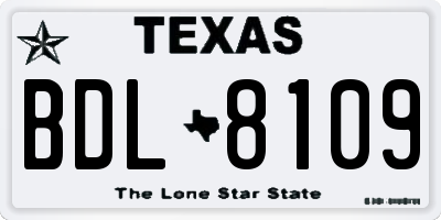 TX license plate BDL8109