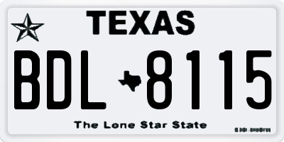 TX license plate BDL8115