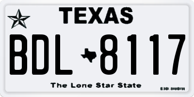 TX license plate BDL8117