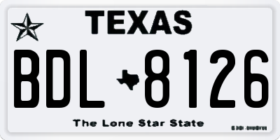 TX license plate BDL8126