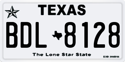 TX license plate BDL8128