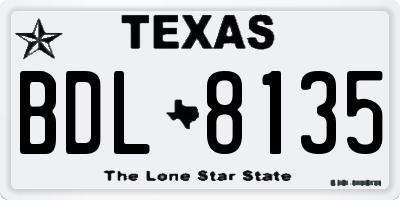TX license plate BDL8135