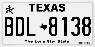 TX license plate BDL8138