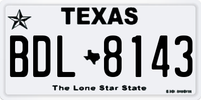 TX license plate BDL8143