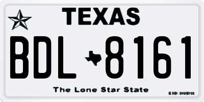 TX license plate BDL8161