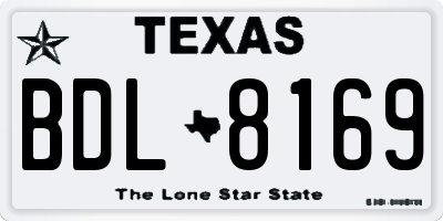 TX license plate BDL8169