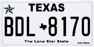 TX license plate BDL8170