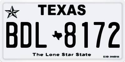 TX license plate BDL8172