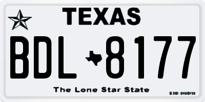 TX license plate BDL8177