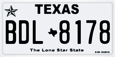 TX license plate BDL8178