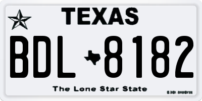 TX license plate BDL8182