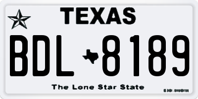 TX license plate BDL8189