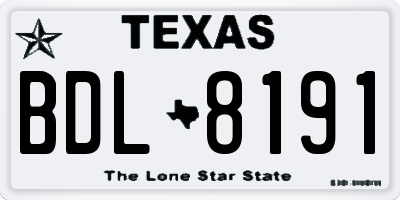 TX license plate BDL8191