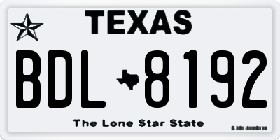 TX license plate BDL8192