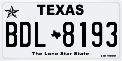 TX license plate BDL8193