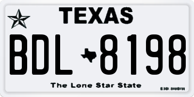 TX license plate BDL8198