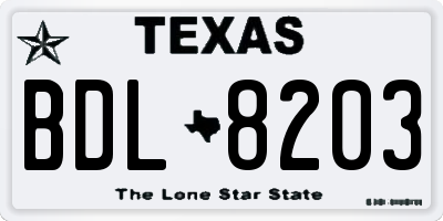TX license plate BDL8203