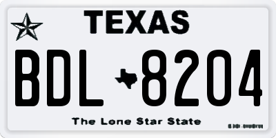 TX license plate BDL8204