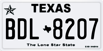TX license plate BDL8207