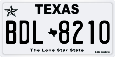 TX license plate BDL8210