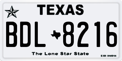 TX license plate BDL8216