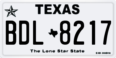 TX license plate BDL8217