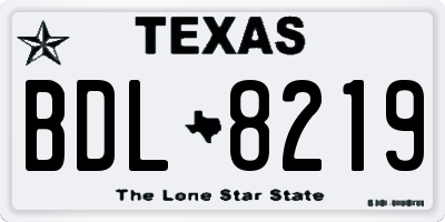 TX license plate BDL8219