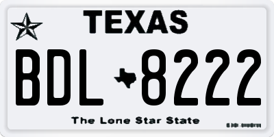 TX license plate BDL8222