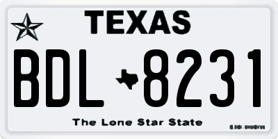 TX license plate BDL8231